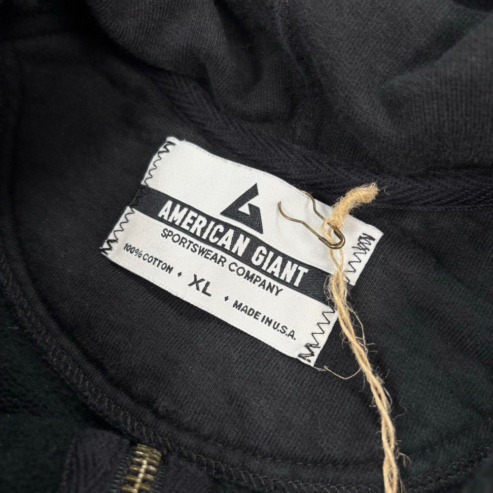 American Giant Men's XL Black Heavy Weight Zip Front Hoodie Reinforced Elbows - Picture 3 of 5